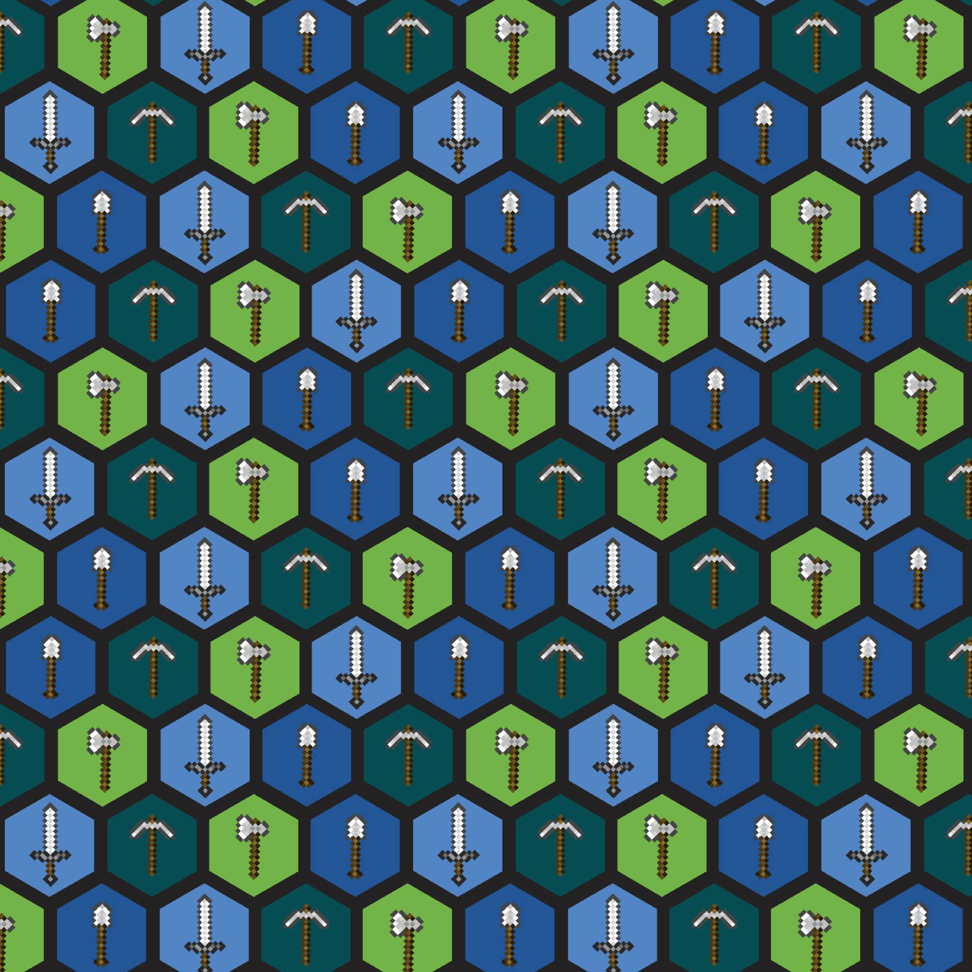Mojang Multicolored Minecraft Tools Cotton Fabric